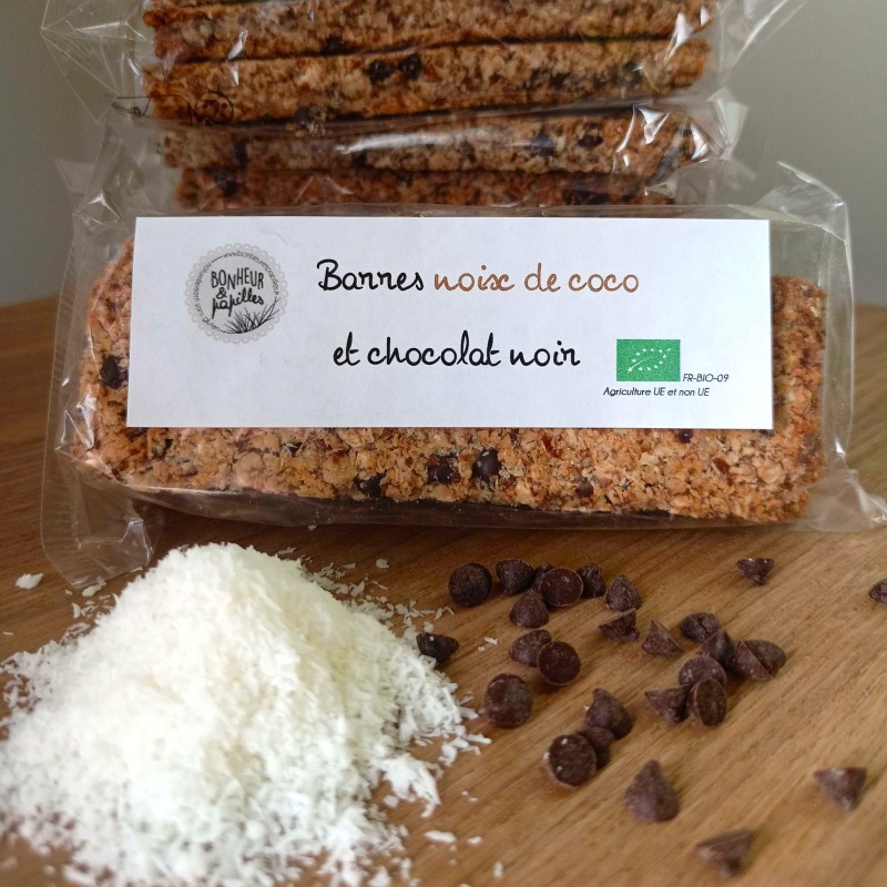 Barres noix de coco et chocolat noir - Bonheur et papilles