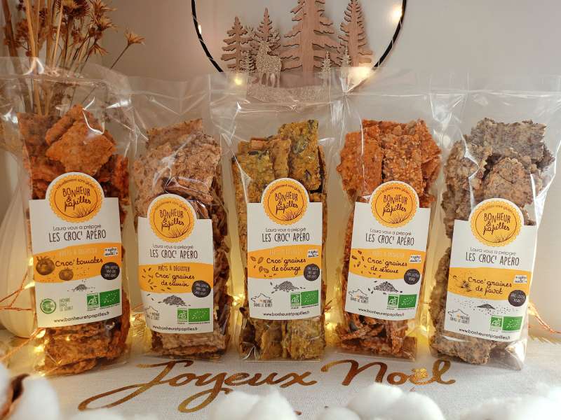 Biscuits apéritifs salés Bio Sans Gluten, idéal pour les fêtes de fin d'année ou pour offrir
